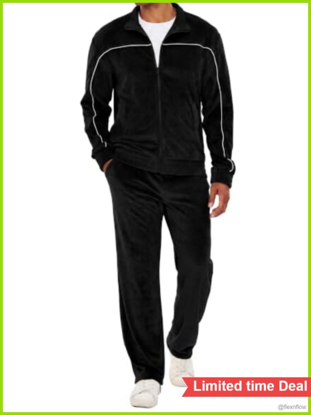 Velour Tracksuit 2 Piece Set Zip Up Sweatsuit Jacket Wide Leg Pants